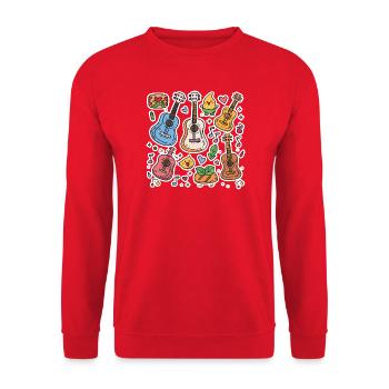 Ukulele Cartoon Style - Unisex Sweatshirt - red - Front - Alina (178cm) & Michal (187cm)