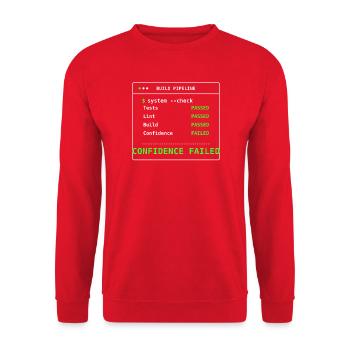 Cadeau IT DevOps du pipeline de construction System Check - Sweat-shirt Unisexe - rouge - Devant - Alina (178cm) & Michal (187cm)