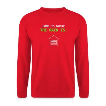 Le foyer est là où le rack est offert par l’administrateur système informatique - Sweat-shirt Unisexe - rouge - Devant - Alina (178cm) & Michal (187cm)