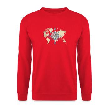 World Map Compass Camping - Unisex Sweatshirt - red - Front - Alina (178cm) & Michal (187cm)