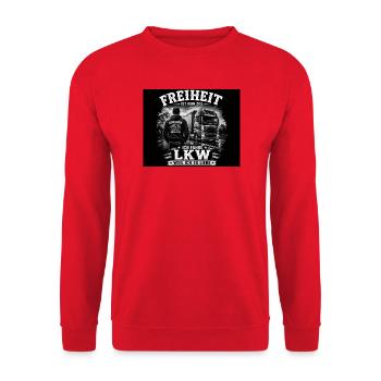 Freiheit auf Rädern: LKW-Liebe - Unisex Pullover - Rot - Vorne - Alina (178cm) & Michal (187cm)