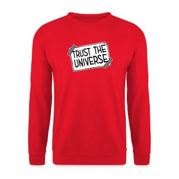Trust The Universe Spirituell Universum Zitat Logo - Unisex Pullover - Rot - Vorne - Alina (178cm) & Michal (187cm)