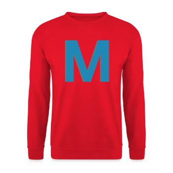 Signe Lettre M - Lettrage postal - Sweat-shirt Unisexe - rouge - Devant - Alina (178cm) & Michal (187cm)