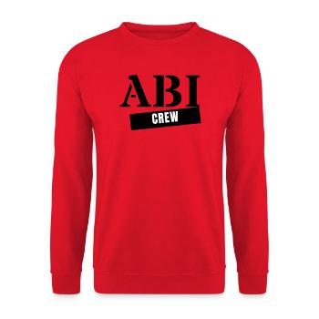 Abi Crew - Abitur Abschluss Jahrgang Abifahrt - Unisex Pullover - Rot - Vorne - Alina (178cm) & Michal (187cm)
