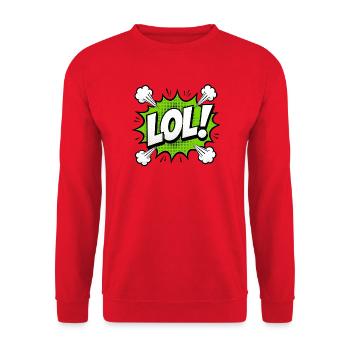 LOL Pop Art Speech Bubble Comic Sprechblase Grün - Unisex Pullover - Rot - Vorne - Alina (178cm) & Michal (187cm)
