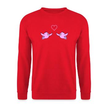 birds_in_love - Unisex Pullover - Rot - Vorne - Alina (178cm) & Michal (187cm)