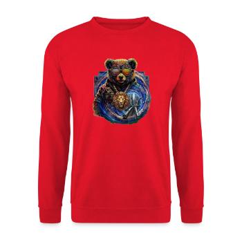 Bunter Panda City Vibe - Unisex Pullover - Rot - Vorne - Alina (178cm) & Michal (187cm)