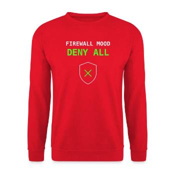 Firewall Mood Deny All Netzwerk IT Geschenk - Unisex Pullover - Rot - Vorne - Alina (178cm) & Michal (187cm)
