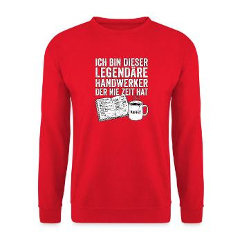 Lustiges Handwerker Design - Unisex Pullover - Rot - Vorne - Alina (178cm) & Michal (187cm)