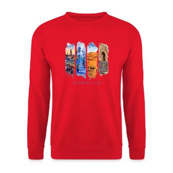 Marokko Urlaub Travel – Orient Kultur & Wüste - Unisex Pullover - Rot - Vorne - Alina (178cm) & Michal (187cm)