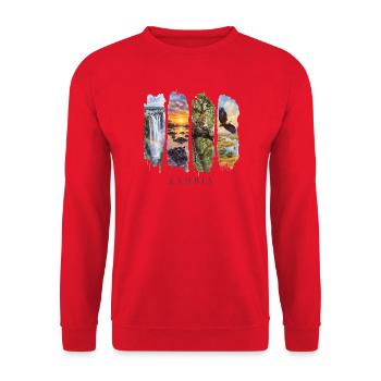 Sambia Urlaub Travel – Afrika Safari & Natur - Unisex Pullover - Rot - Vorne - Alina (178cm) & Michal (187cm)