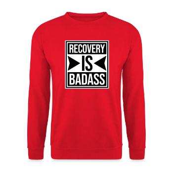 Recovery Is Badass Motivational Recovery Quote Logo - Unisex Sweatshirt - red - Front - Alina (178cm) & Michal (187cm)