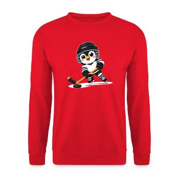 Joueur de hockey sur glace Penguin mignon Cartoon USA - Sweat-shirt Unisexe - rouge - Devant - Alina (178cm) & Michal (187cm)