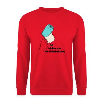So trinken das die Einheimischen - Unisex Pullover - Rot - Vorne - Alina (178cm) & Michal (187cm)