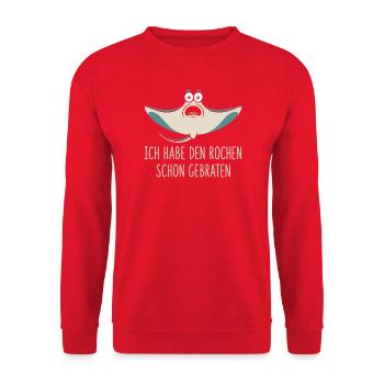 Rochen Schon Gebraten Stachelrochen Manta Rochen - Unisex Pullover - Rot - Vorne - Alina (178cm) & Michal (187cm)