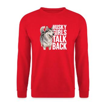 Husky-Mädchen antworten lustiger Husky-Hund - Unisex Pullover - Rot - Vorne - Alina (178cm) & Michal (187cm)