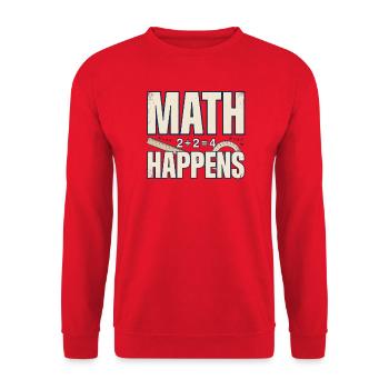 Mathematik-Humor – Mathematik passiert - Unisex Pullover - Rot - Vorne - Alina (178cm) & Michal (187cm)