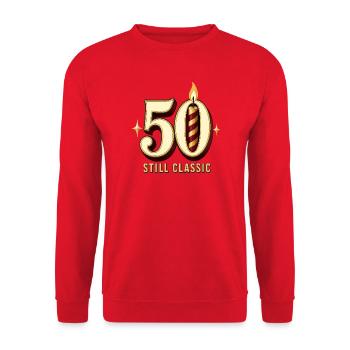 50. Geburtstag, 50 Immer noch Klassisch Lustig, 50 G Geburtstag - Unisex Pullover - Rot - Vorne - Alina (178cm) & Michal (187cm)
