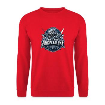 Angelexperte - Fishing T-Shirt mit Wortspiel - Unisex Pullover - Rot - Vorne - Alina (178cm) & Michal (187cm)