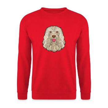 Komondor Dog (Comic Portrait) - Unisex Sweatshirt - red - Front - Alina (178cm) & Michal (187cm)