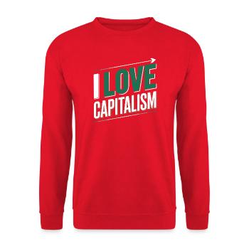 I Love Capitalism Entrepreneurs Stocks Capitalism - Unisex Sweatshirt - red - Front - Alina (178cm) & Michal (187cm)