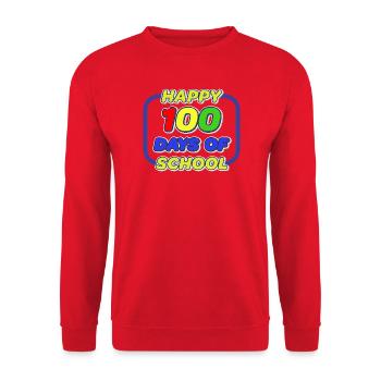 Happy 100 days of school - Schulkind Design - Unisex Pullover - Rot - Vorne - Alina (178cm) & Michal (187cm)