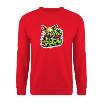 Feed me Plasma - Unisex Pullover - Rot - Vorne - Alina (178cm) & Michal (187cm)