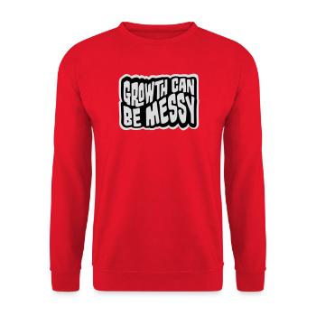 Growth Can Be Messy Persönlich Wachstum Zitat Logo - Unisex Pullover - Rot - Vorne - Alina (178cm) & Michal (187cm)