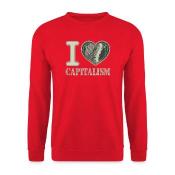 J’adore le capitalisme Entrepreneurs Actions Capitalisme - Sweat-shirt Unisexe - rouge - Devant - Alina (178cm) & Michal (187cm)