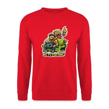 No TV – No Panic - Unisex Pullover - Rot - Vorne - Alina (178cm) & Michal (187cm)