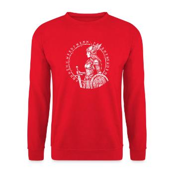 Schildmaid - Odin - Valhalla - Unisex Pullover - Rot - Vorne - Alina (178cm) & Michal (187cm)