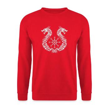 Drachen Vegvisir - Unisex Pullover - Rot - Vorne - Alina (178cm) & Michal (187cm)
