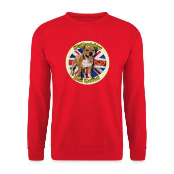Staffie rouge sur fond de drapeau anglais - 014 - Sweat-shirt Unisexe - rouge - Devant - Alina (178cm) & Michal (187cm)