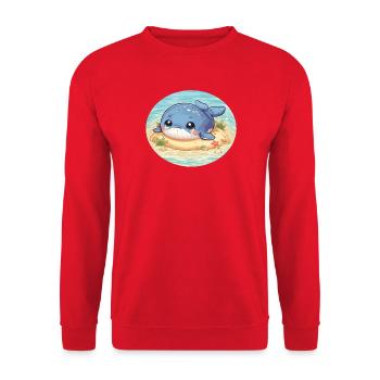 Wal auf Sandbank im Meer - Unisex Pullover - Rot - Vorne - Alina (178cm) & Michal (187cm)