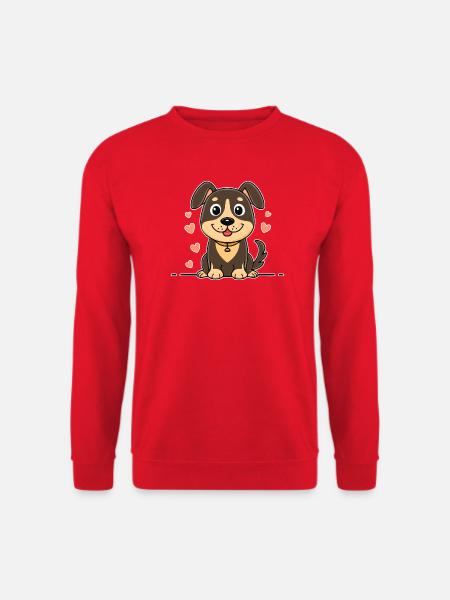 Kleines Hündchen mit Schlappohren (Comic) - Unisex Pullover - Rot