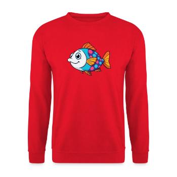 Bunter Tropischer Fisch - Unisex Pullover - Rot - Vorne - Alina (178cm) & Michal (187cm)