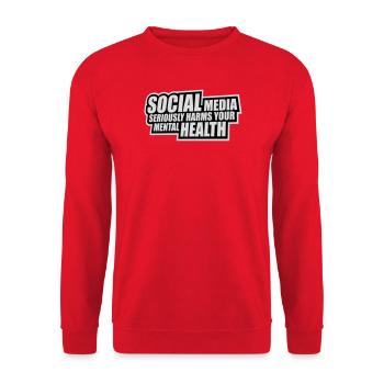 Social Media Seriously Harms Mental Health Saying - Unisex Sweatshirt - red - Front - Alina (178cm) & Michal (187cm)