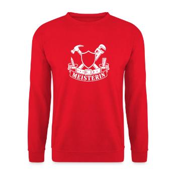 Meisterin – Handwerkerin Handwerk Wappen Vektor - Unisex Pullover - Rot - Vorne - Alina (178cm) & Michal (187cm)