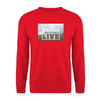 Weather LIVE – Minimalist Rain Poster - Unisex Sweatshirt - red - Front - Alina (178cm) & Michal (187cm)