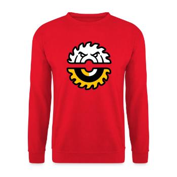 Kreissaege Gesicht Grafik - Unisex Pullover - Rot - Vorne - Alina (178cm) & Michal (187cm)