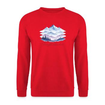 Bündner Härzbluetbündner - Unisex Pullover - Rot - Vorne - Alina (178cm) & Michal (187cm)