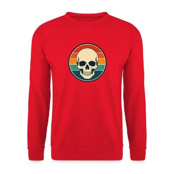 Skull Retro Badge Vintage-Stil Grafik - Unisex Pullover - Rot - Vorne - Alina (178cm) & Michal (187cm)