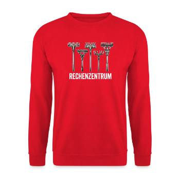 Leiter vom Rechenzentrum Gartenoutfit Gartenarbeit - Unisex Pullover - Rot - Vorne - Alina (178cm) & Michal (187cm)