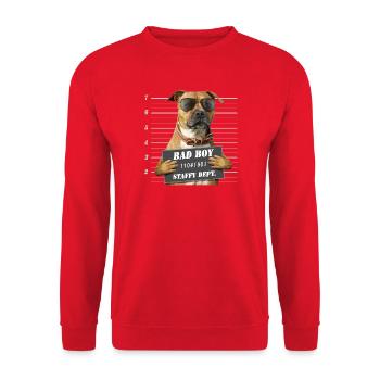 Badboy with Red Staffie Court Sign - 012 - Unisex Sweatshirt - red - Front - Alina (178cm) & Michal (187cm)