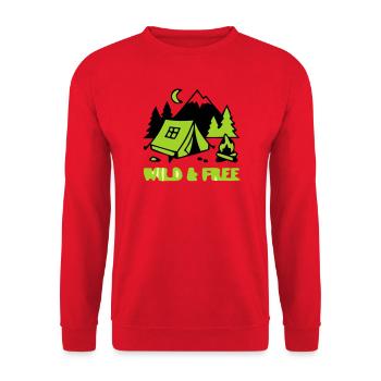 Camping Zelt Natur Grafik - Unisex Pullover - Rot - Vorne - Alina (178cm) & Michal (187cm)