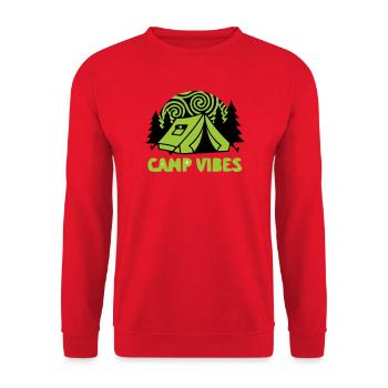 Zelt Camp Vibes Logo - Unisex Pullover - Rot - Vorne - Alina (178cm) & Michal (187cm)