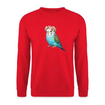 Wellensittich - Unisex Pullover - Rot - Vorne - Alina (178cm) & Michal (187cm)