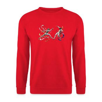 Duellfecht-Energie-Bänder - Unisex Pullover - Rot - Vorne - Alina (178cm) & Michal (187cm)