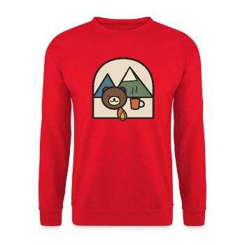 Bear campsite near mountains and coffee - Unisex Sweatshirt - red - Front - Alina (178cm) & Michal (187cm)