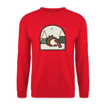 Sleeping Hedgehog in Forest Landscape - Unisex Sweatshirt - red - Front - Alina (178cm) & Michal (187cm)